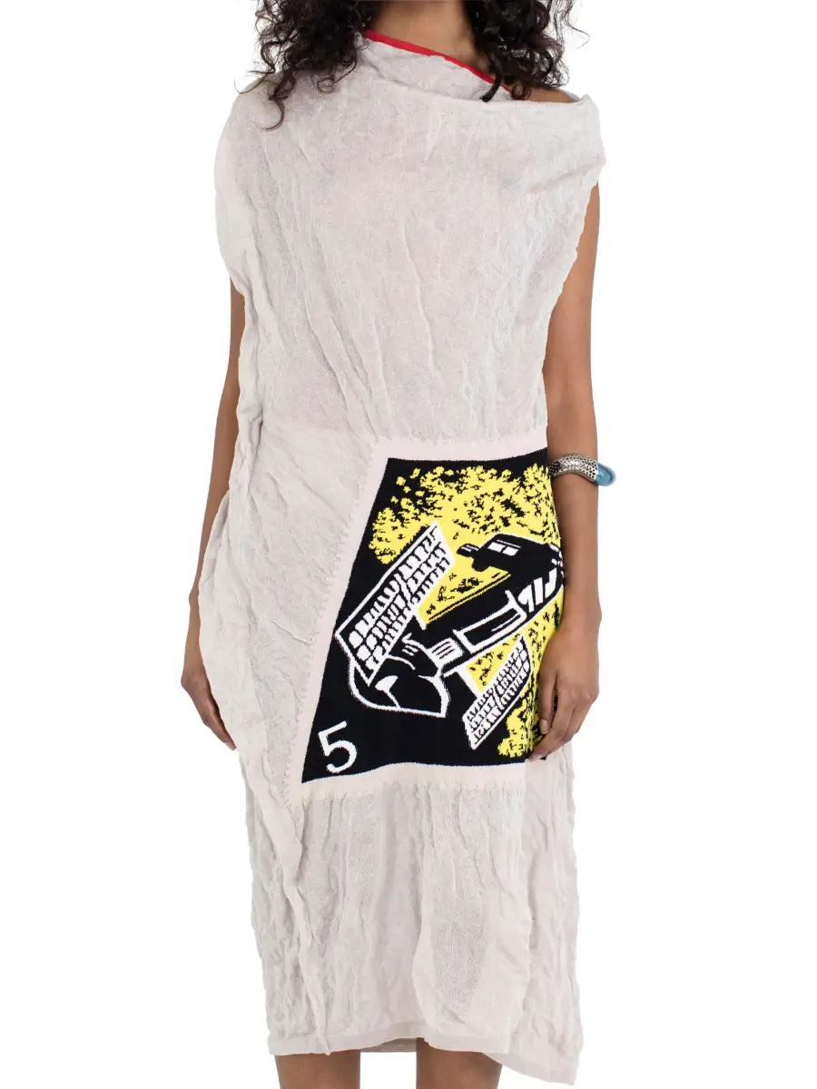 KIKO KOSTADINOV SATELLITE KNIT DRESS - GREY/SOLAR POWER INTARSIA