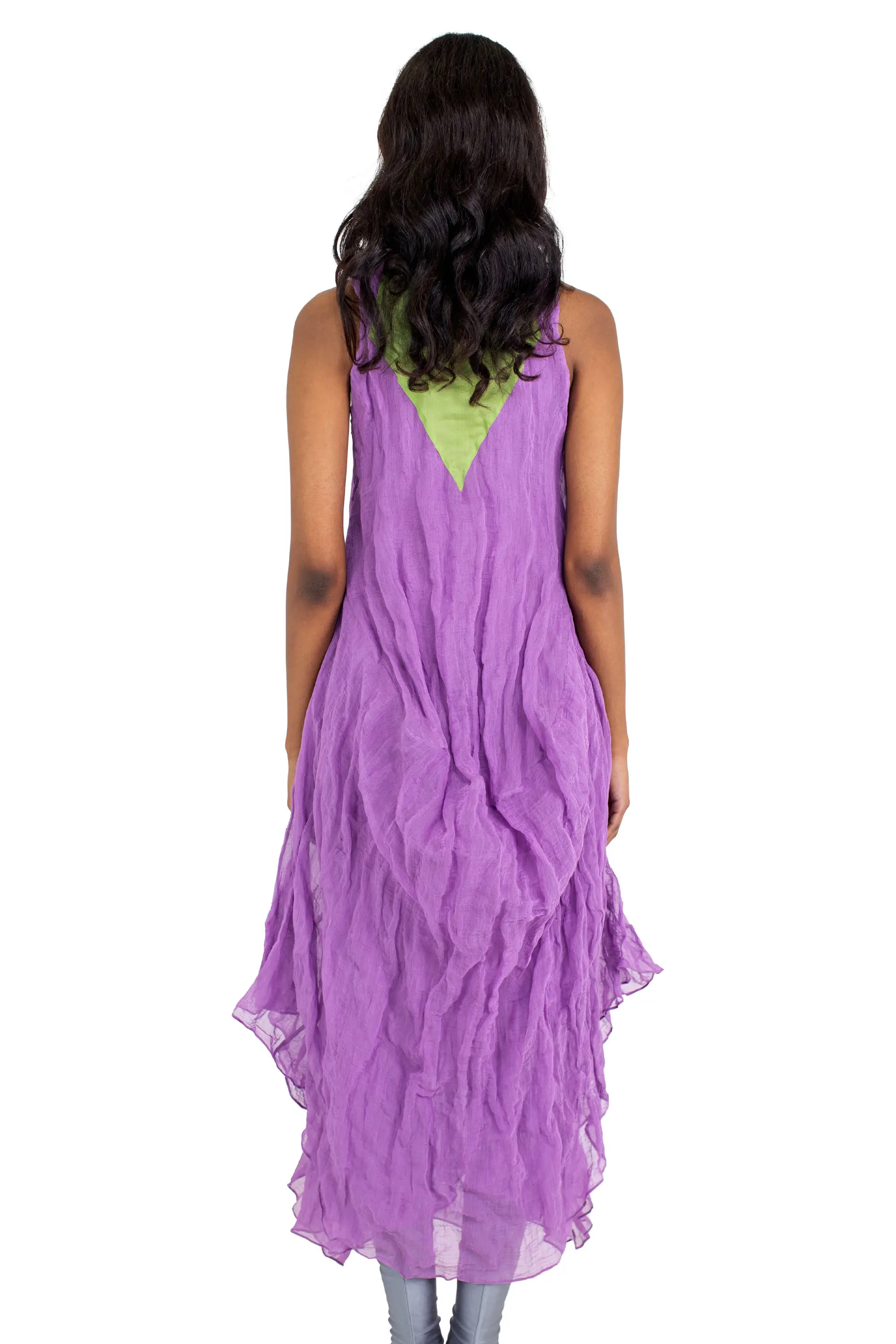 KIKO KOSTADINOV SHURA SLEEVELESS DRESS - LILAC/KELLY GREEN
