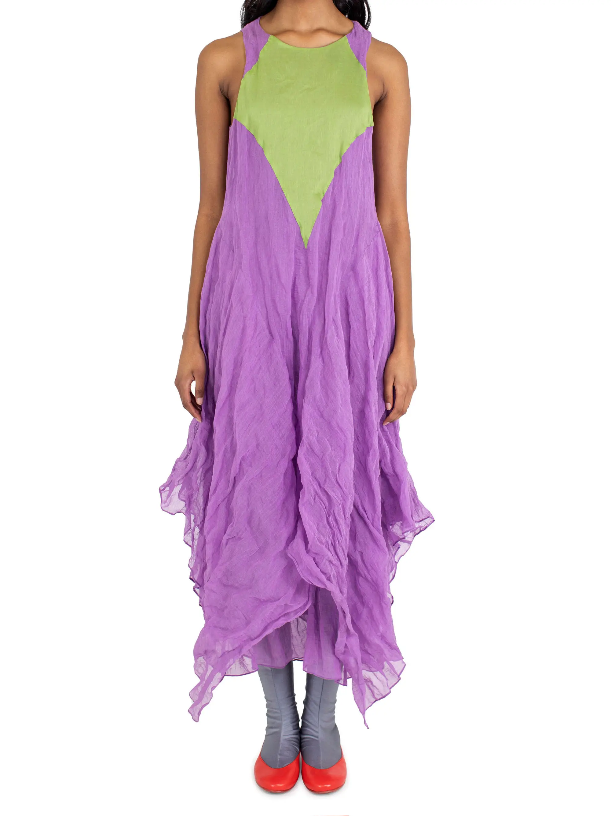 KIKO KOSTADINOV SHURA SLEEVELESS DRESS - LILAC/KELLY GREEN