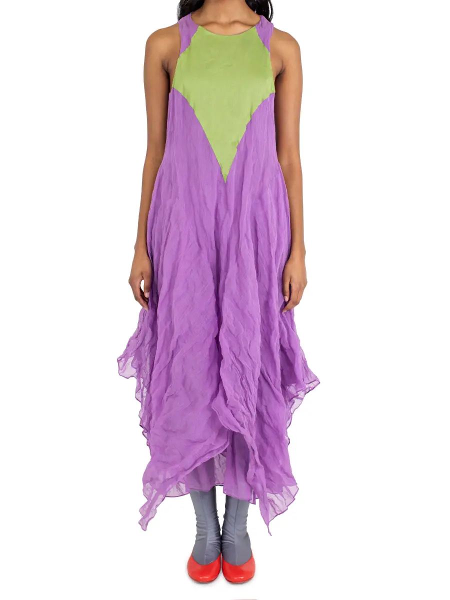 KIKO KOSTADINOV SHURA SLEEVELESS DRESS - LILAC/KELLY GREEN