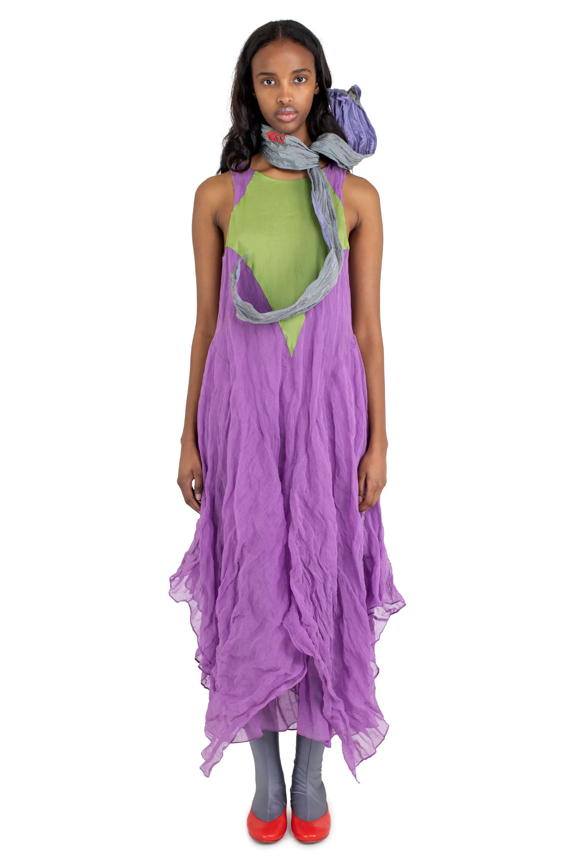 KIKO KOSTADINOV SHURA SLEEVELESS DRESS - LILAC/KELLY GREEN