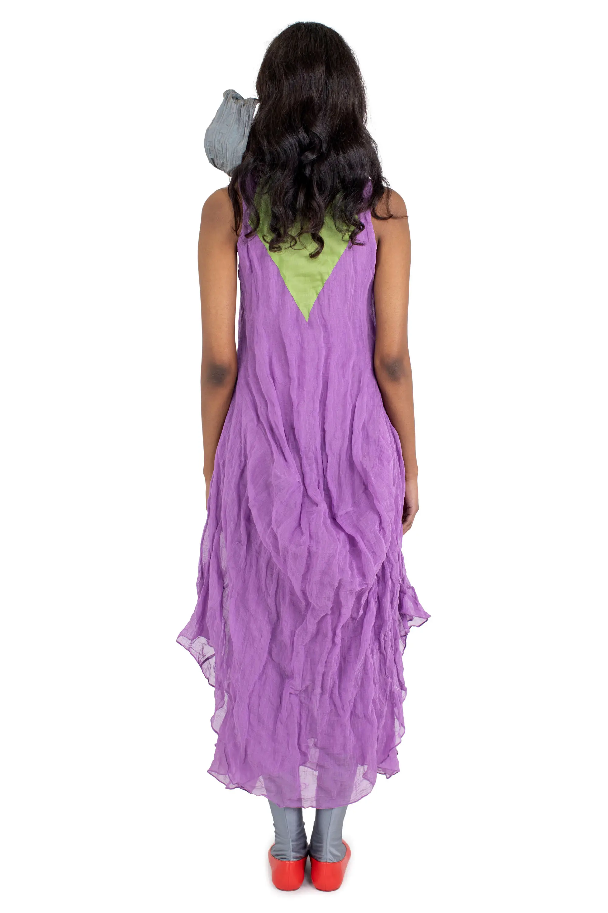 KIKO KOSTADINOV SHURA SLEEVELESS DRESS - LILAC/KELLY GREEN