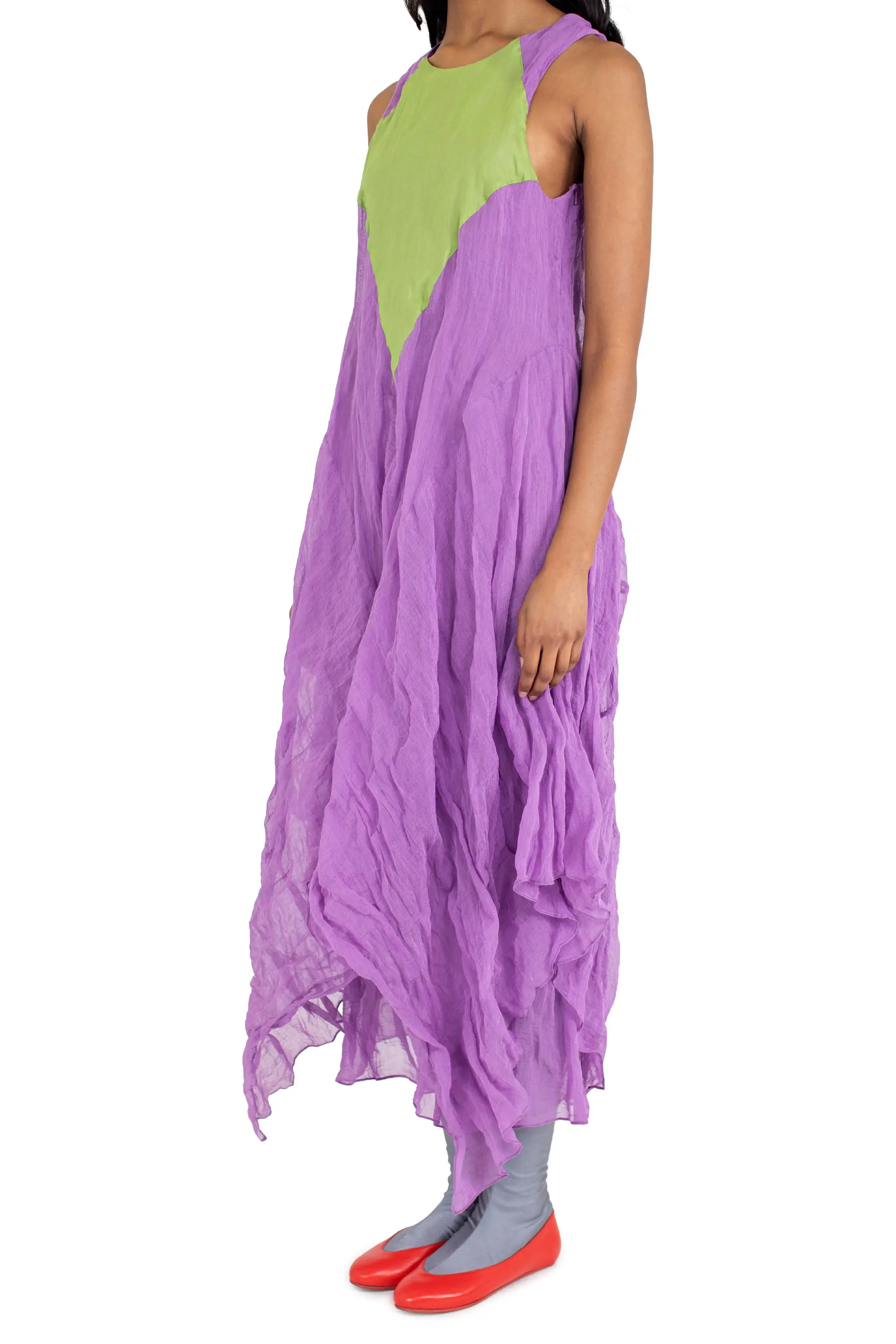 KIKO KOSTADINOV SHURA SLEEVELESS DRESS - LILAC/KELLY GREEN