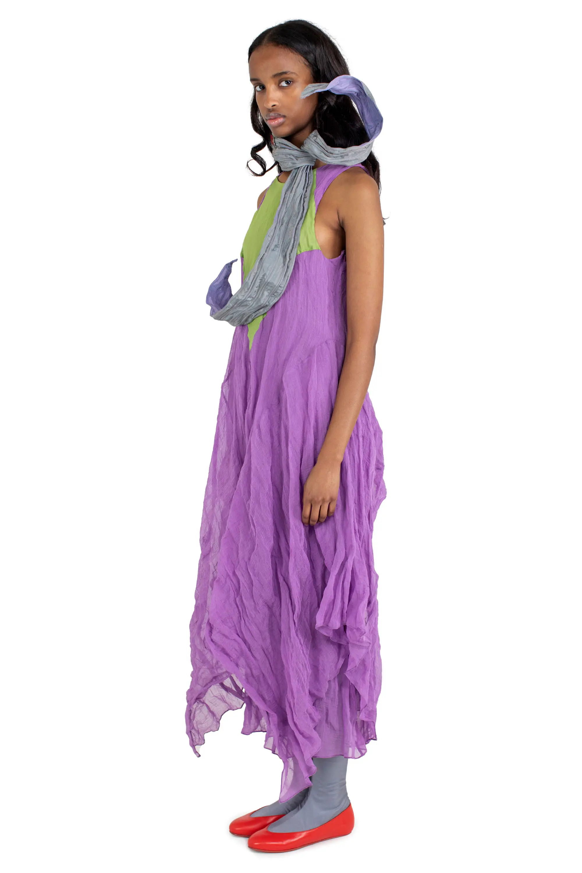 KIKO KOSTADINOV SHURA SLEEVELESS DRESS - LILAC/KELLY GREEN