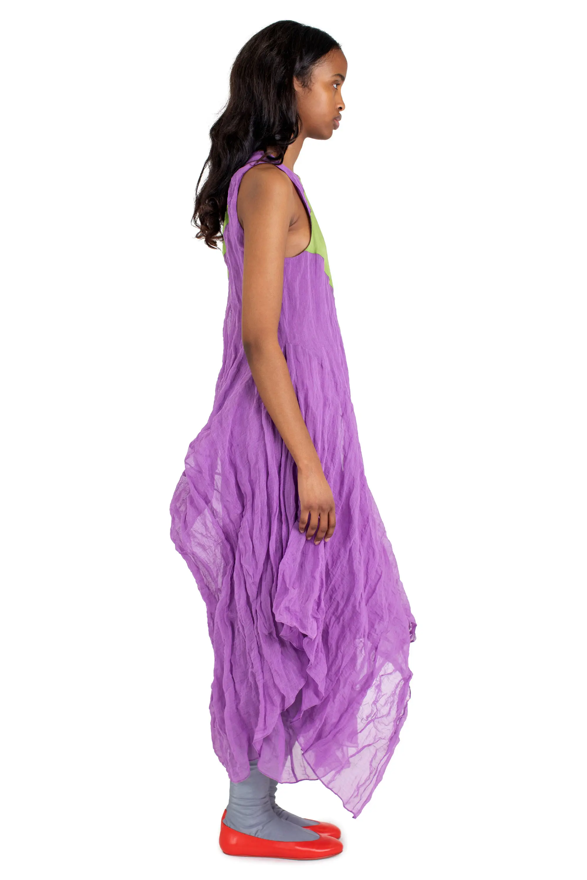 KIKO KOSTADINOV SHURA SLEEVELESS DRESS - LILAC/KELLY GREEN