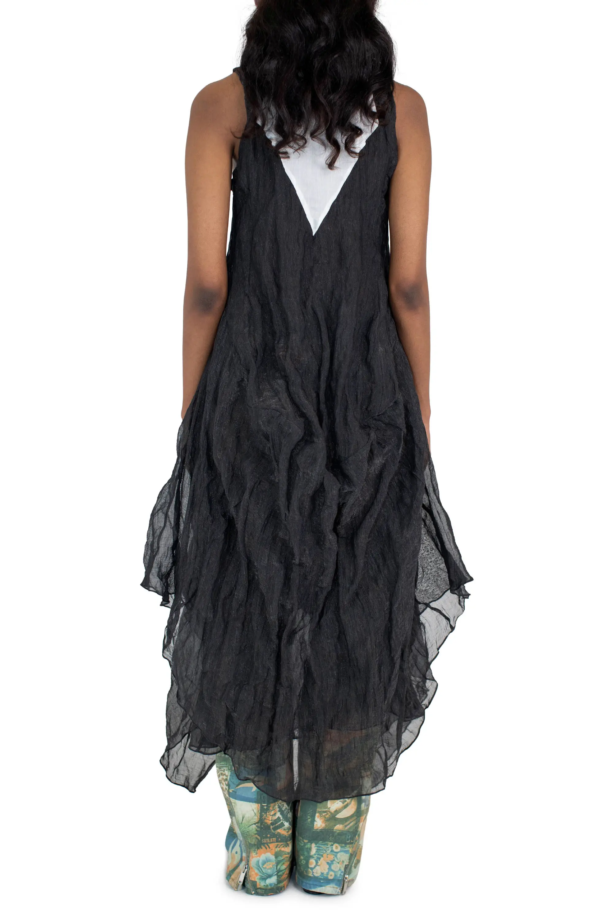KIKO KOSTADINOV SHURA SLEEVELESS DRESS - SPARKLE BLACK/POWDER WHITE