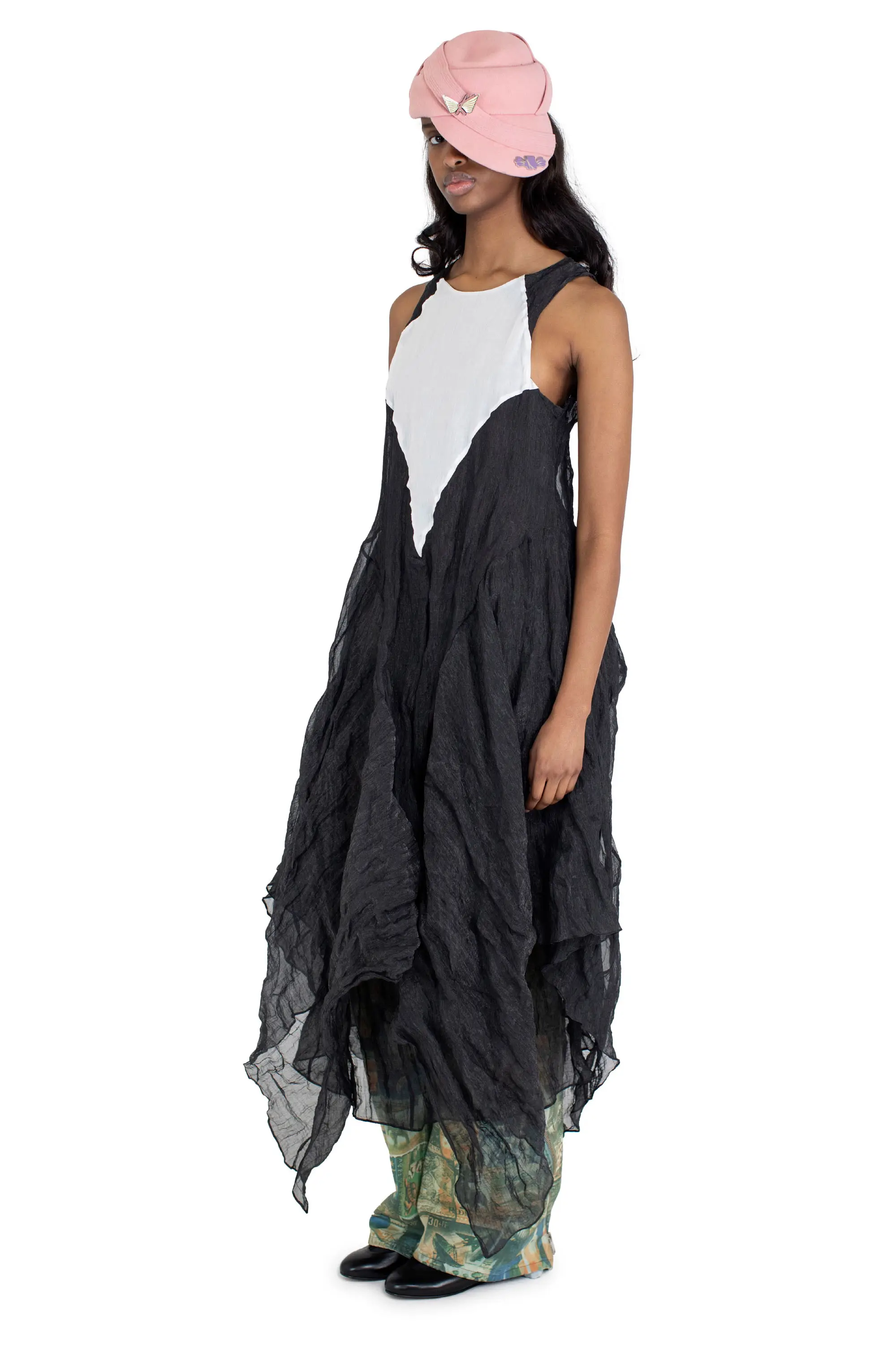 KIKO KOSTADINOV SHURA SLEEVELESS DRESS - SPARKLE BLACK/POWDER WHITE