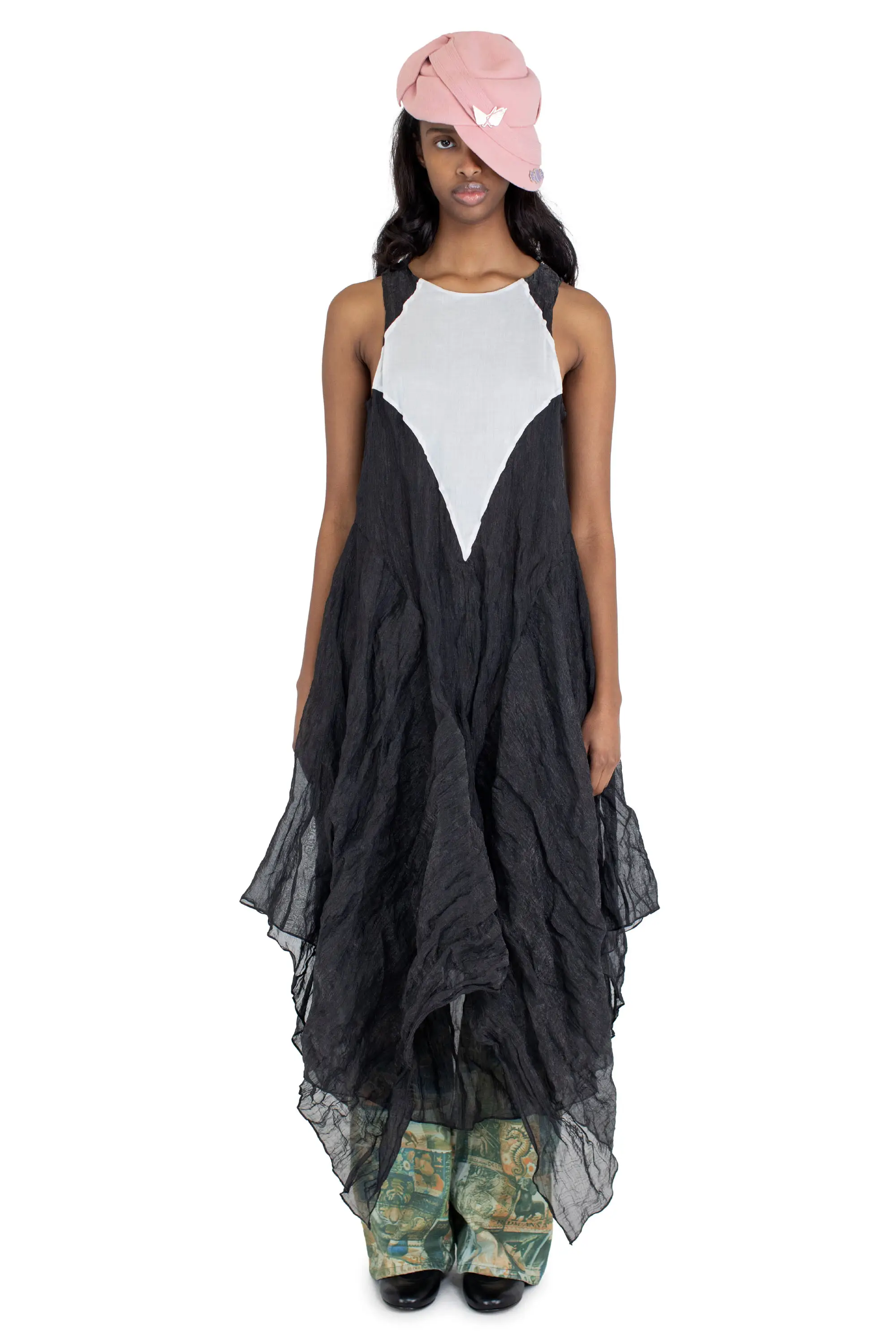 KIKO KOSTADINOV SHURA SLEEVELESS DRESS - SPARKLE BLACK/POWDER WHITE
