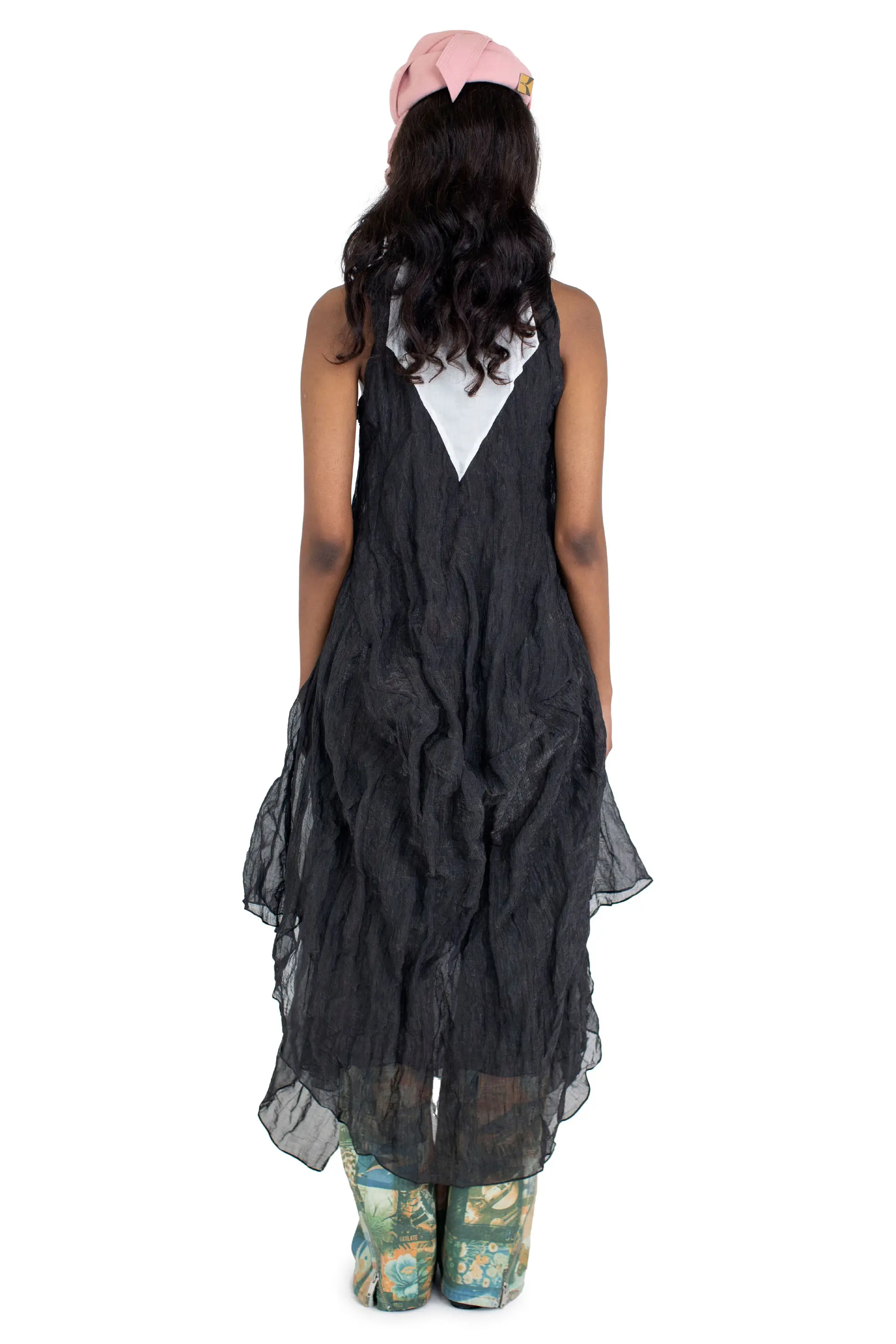 KIKO KOSTADINOV SHURA SLEEVELESS DRESS - SPARKLE BLACK/POWDER WHITE