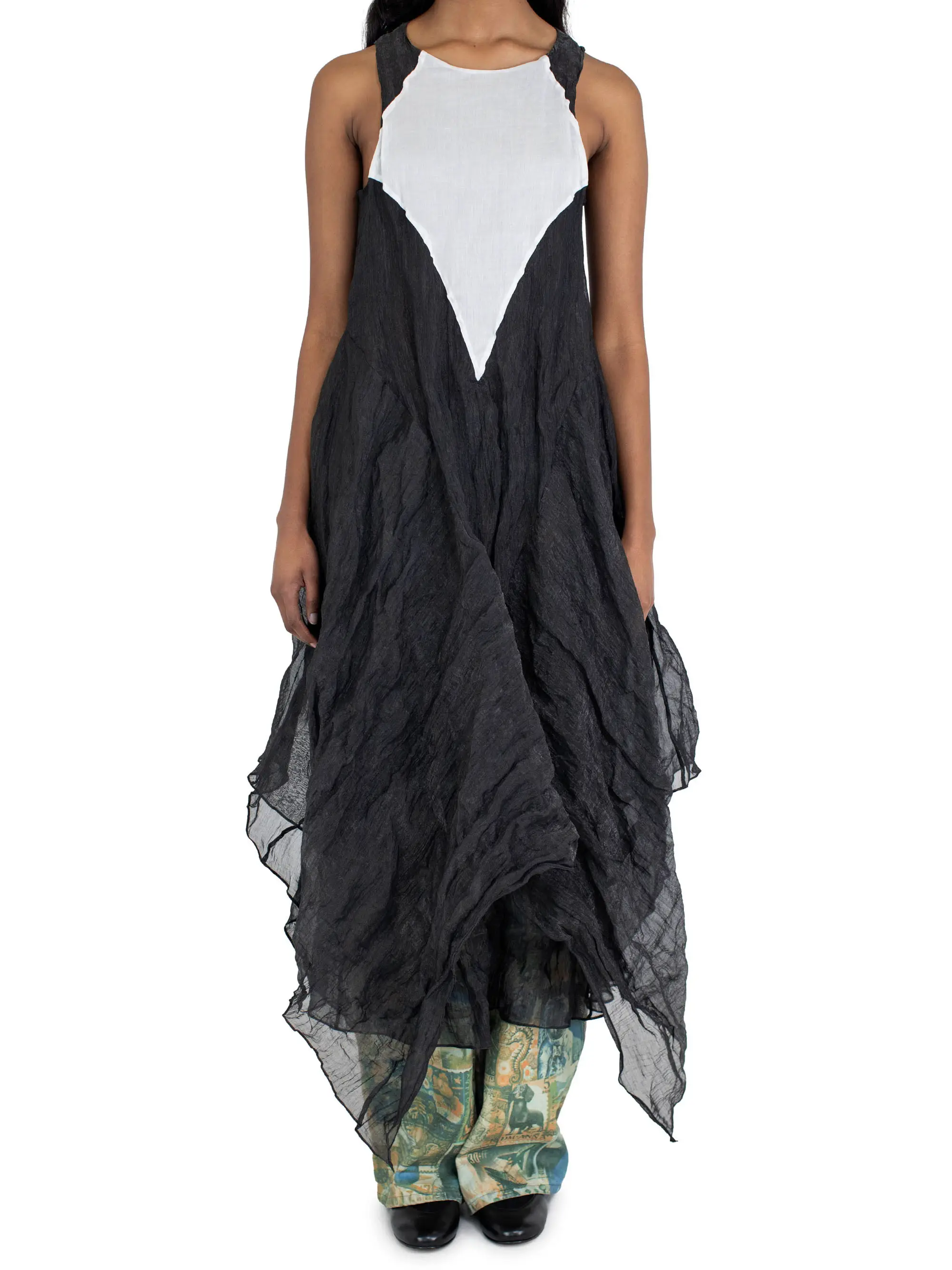 KIKO KOSTADINOV SHURA SLEEVELESS DRESS - SPARKLE BLACK/POWDER WHITE