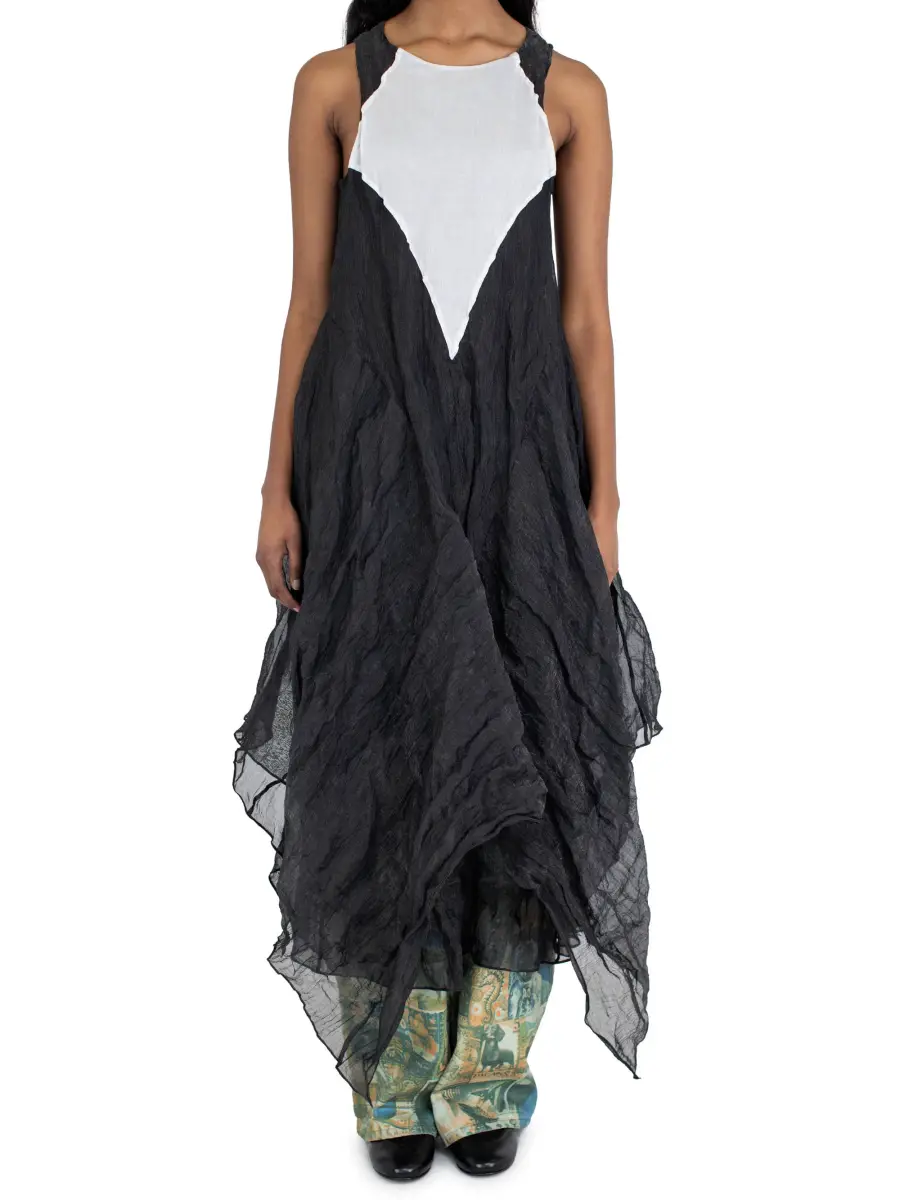 KIKO KOSTADINOV SHURA SLEEVELESS DRESS - SPARKLE BLACK/POWDER WHITE