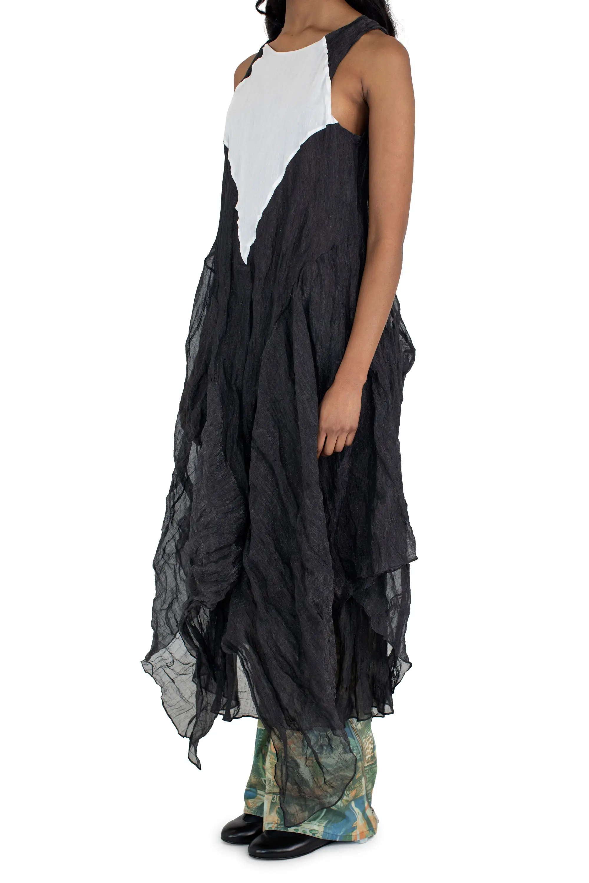 KIKO KOSTADINOV SHURA SLEEVELESS DRESS - SPARKLE BLACK/POWDER WHITE