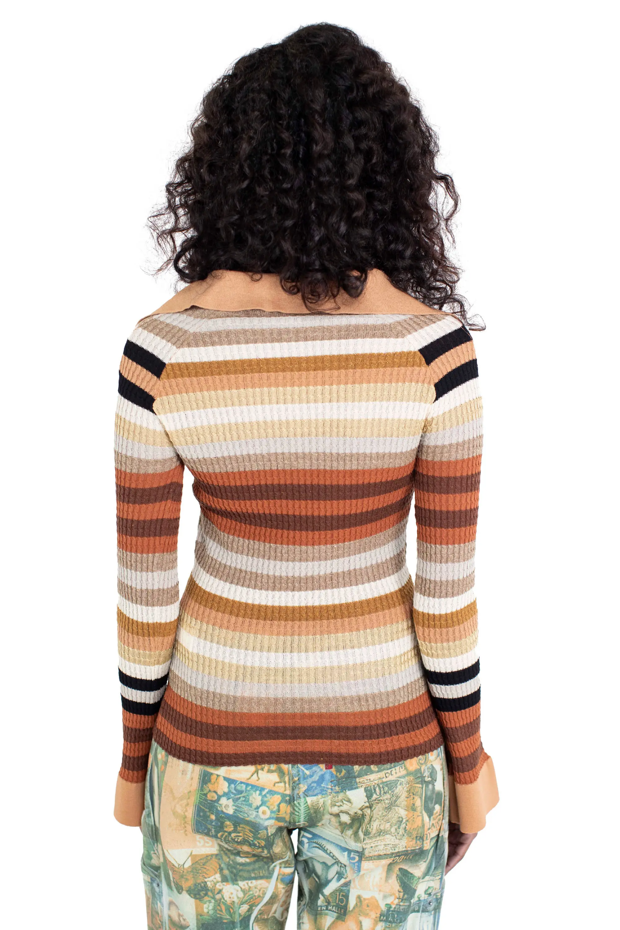 KIKO KOSTADINOV STRIPED ESMERALDA KNIT TOP - GOLDEN STRIPE