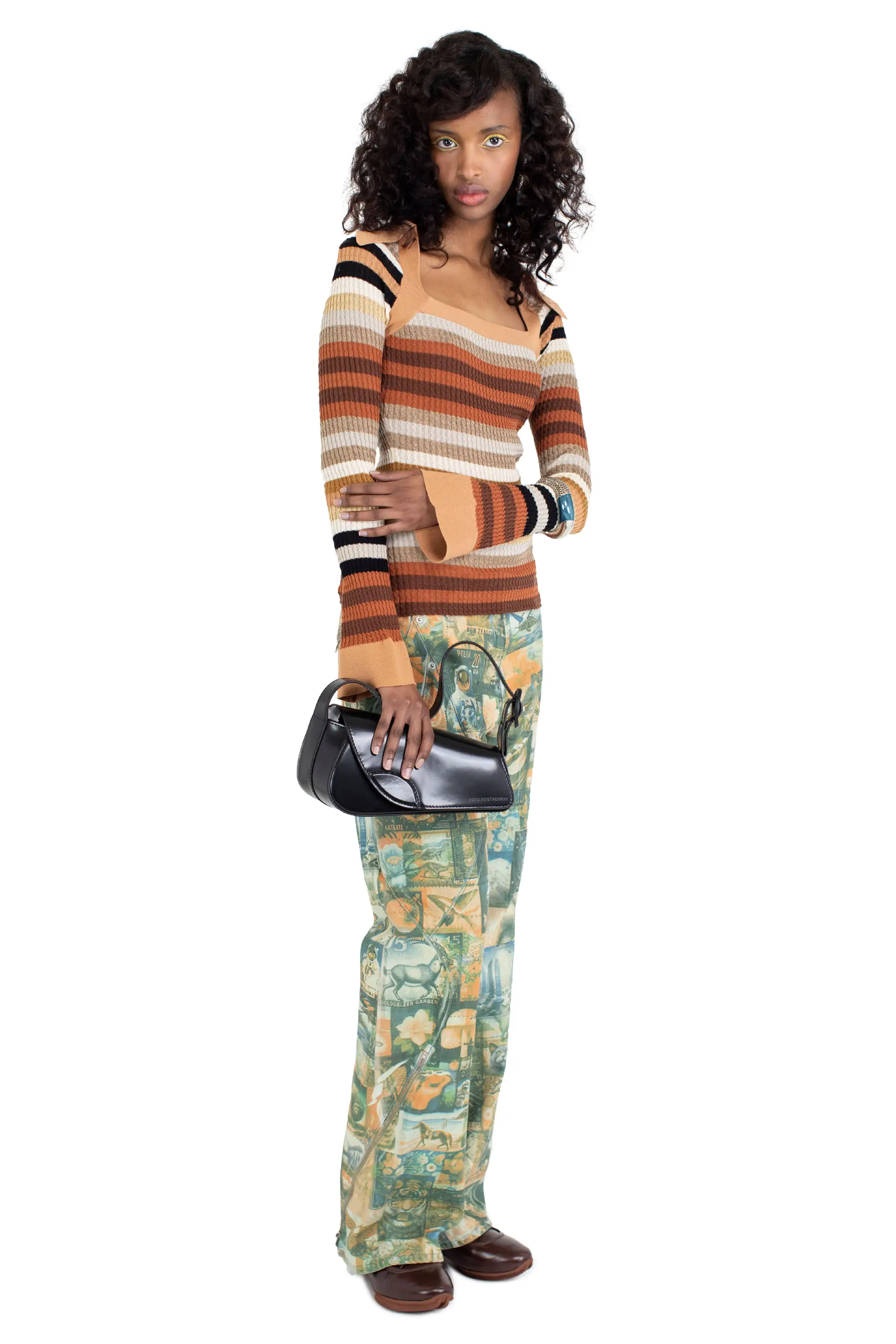 KIKO KOSTADINOV STRIPED ESMERALDA KNIT TOP - GOLDEN STRIPE