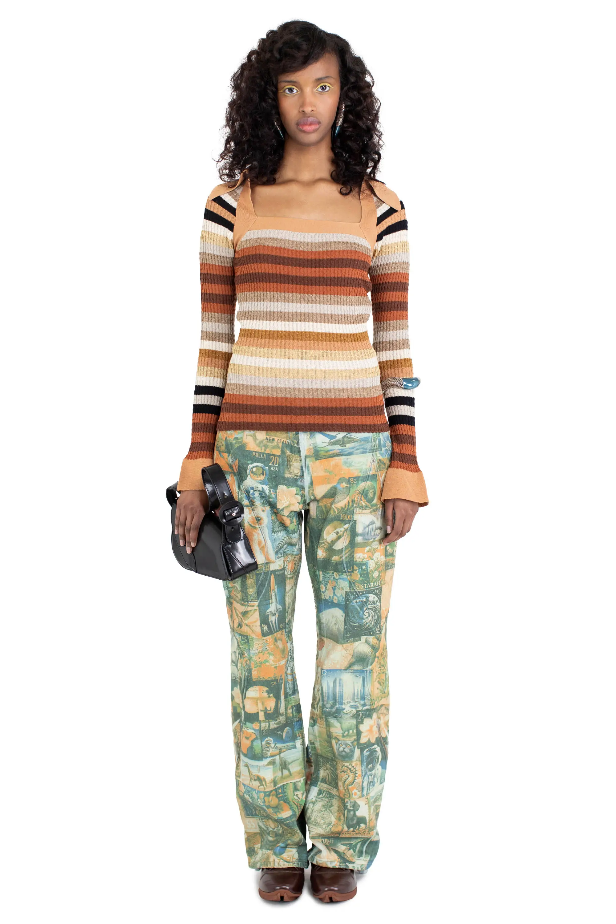 KIKO KOSTADINOV STRIPED ESMERALDA KNIT TOP - GOLDEN STRIPE