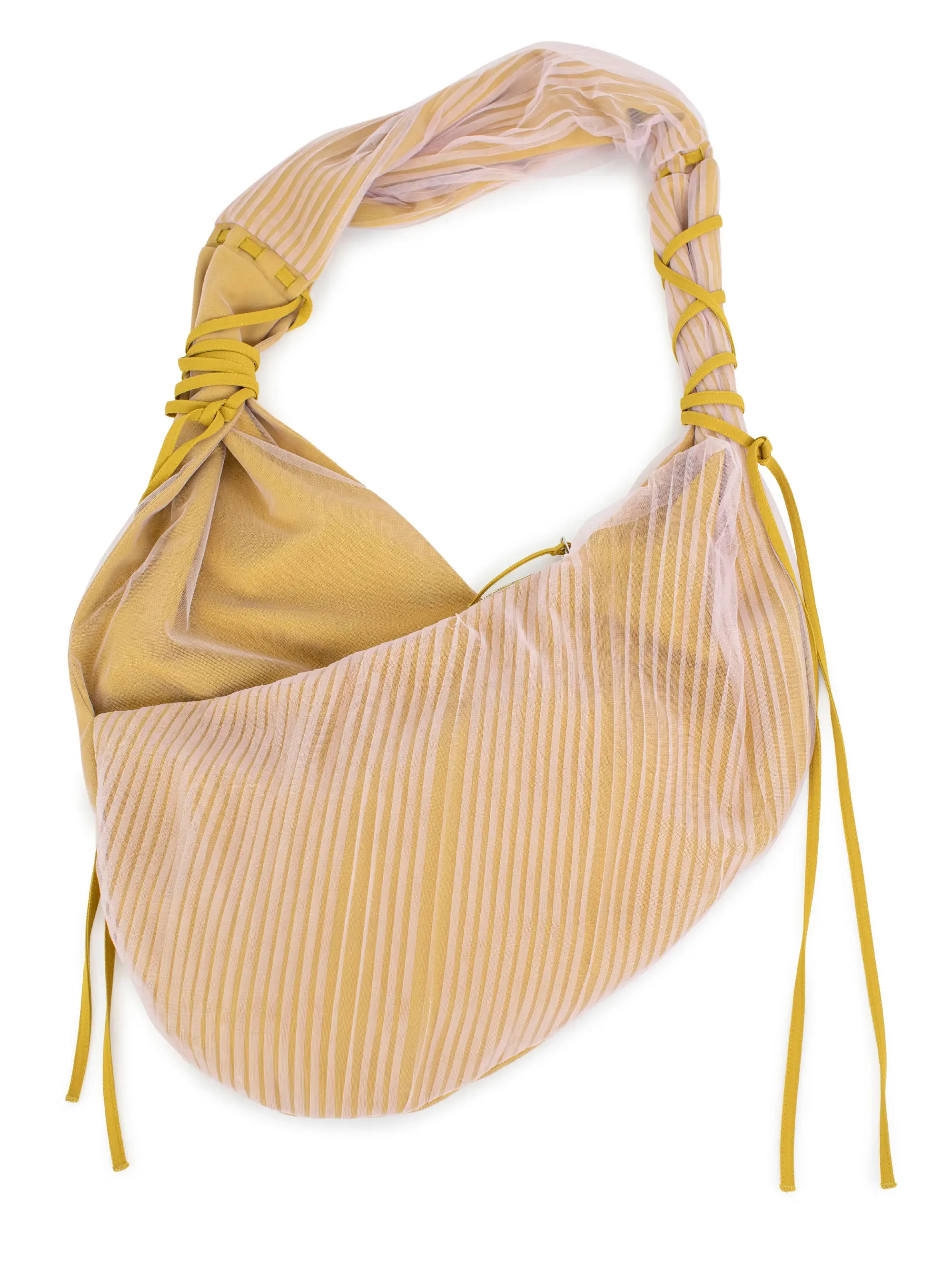 KIKO KOSTADINOV TULLE PLEATED BAG - MUSTARD/ROSE