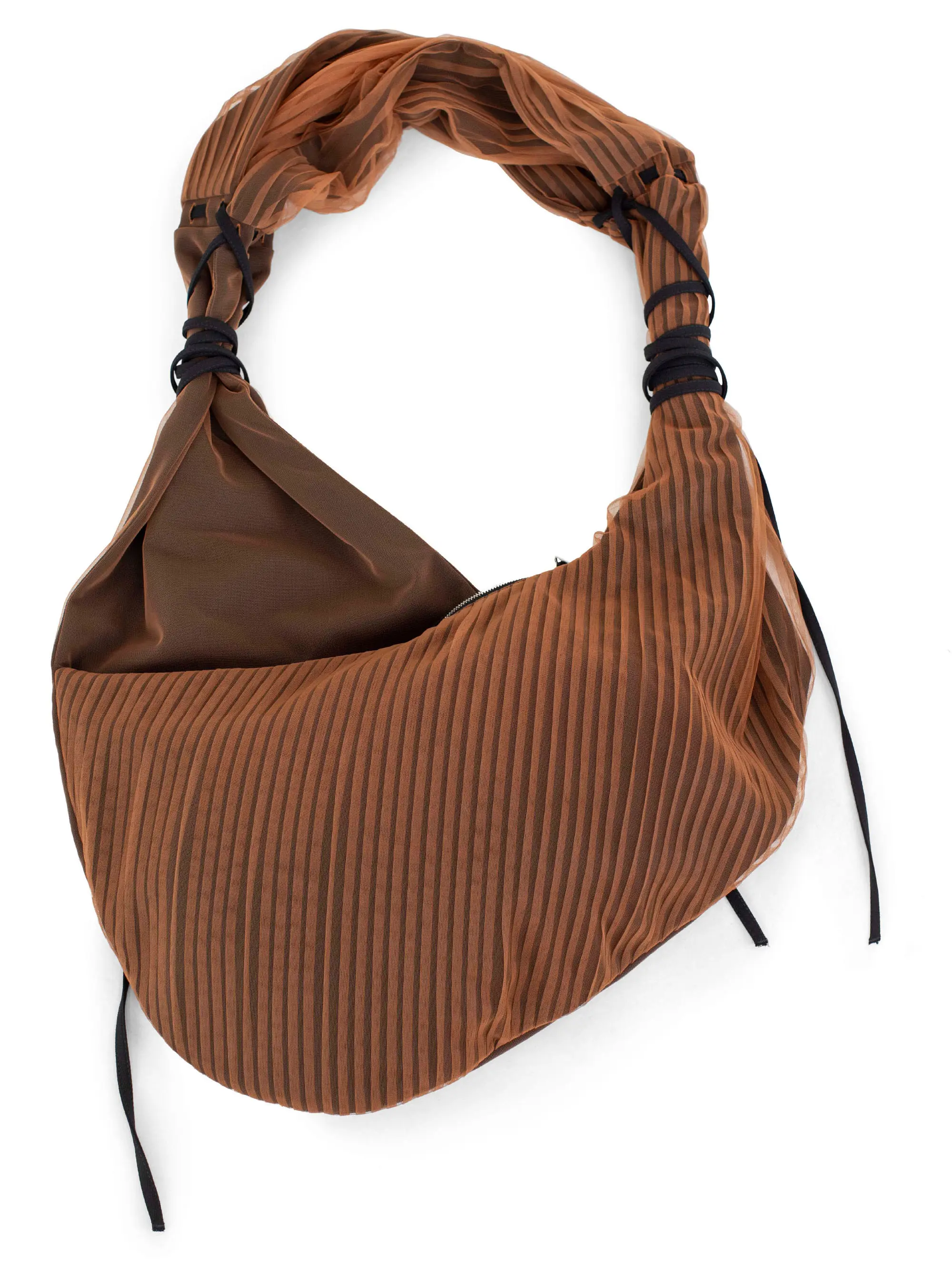 KIKO KOSTADINOV TULLE PLEATED BAG - SPACE BLACK/CHESTNUT