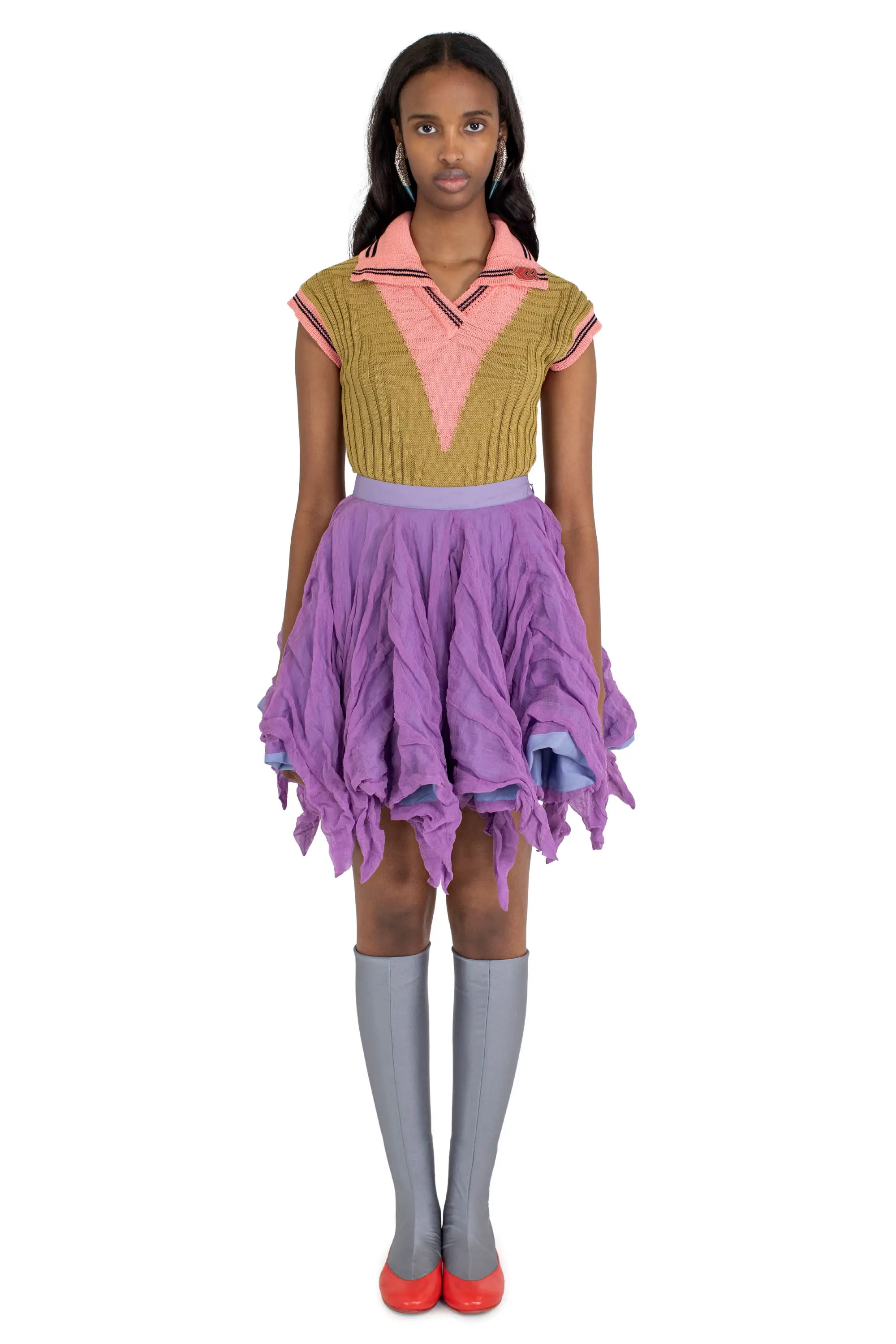 KIKO KOSTADINOV UHURA CIRCLE SKIRT - LILAC/SMOKE GREY