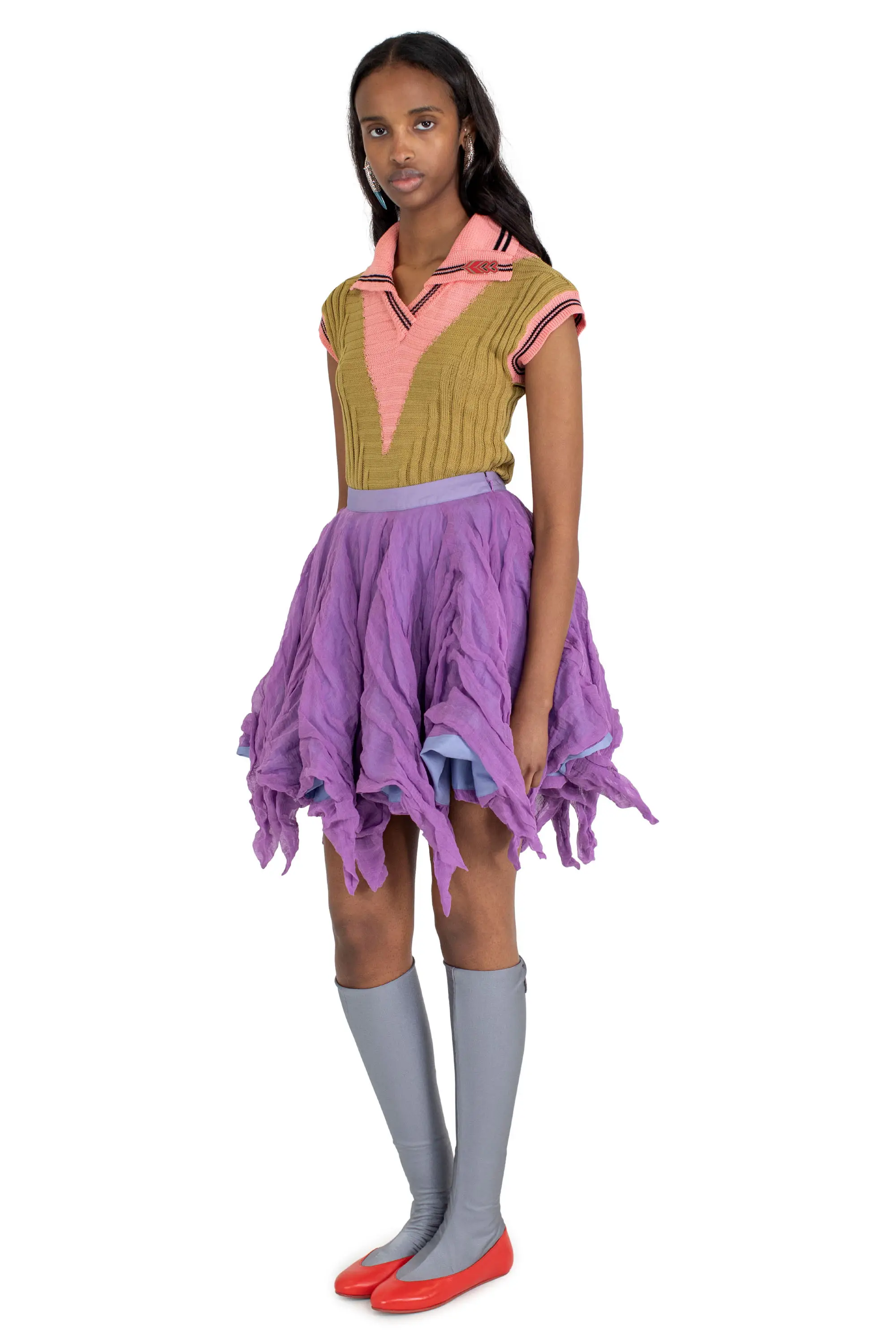 KIKO KOSTADINOV UHURA CIRCLE SKIRT - LILAC/SMOKE GREY