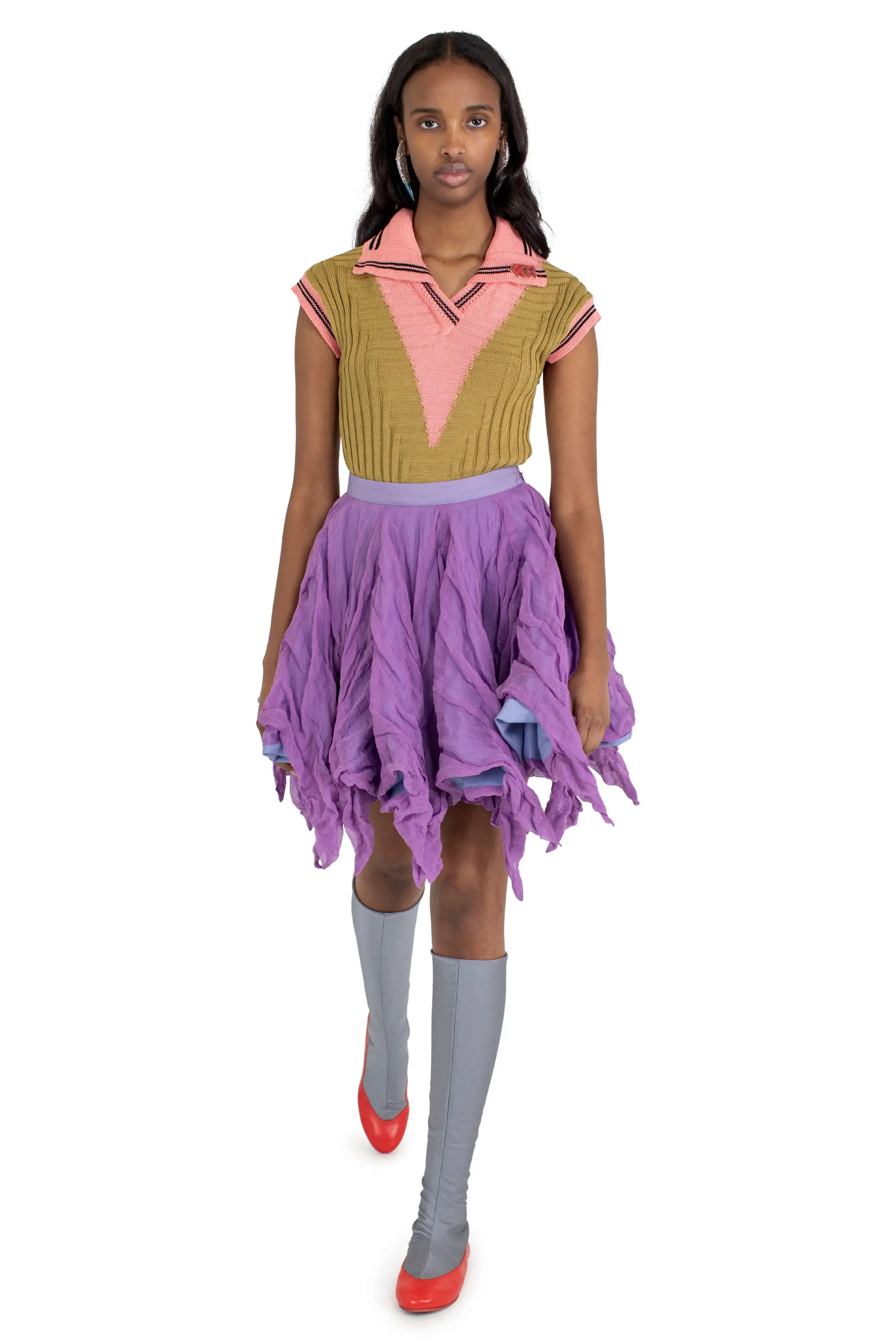 KIKO KOSTADINOV UHURA CIRCLE SKIRT - LILAC/SMOKE GREY