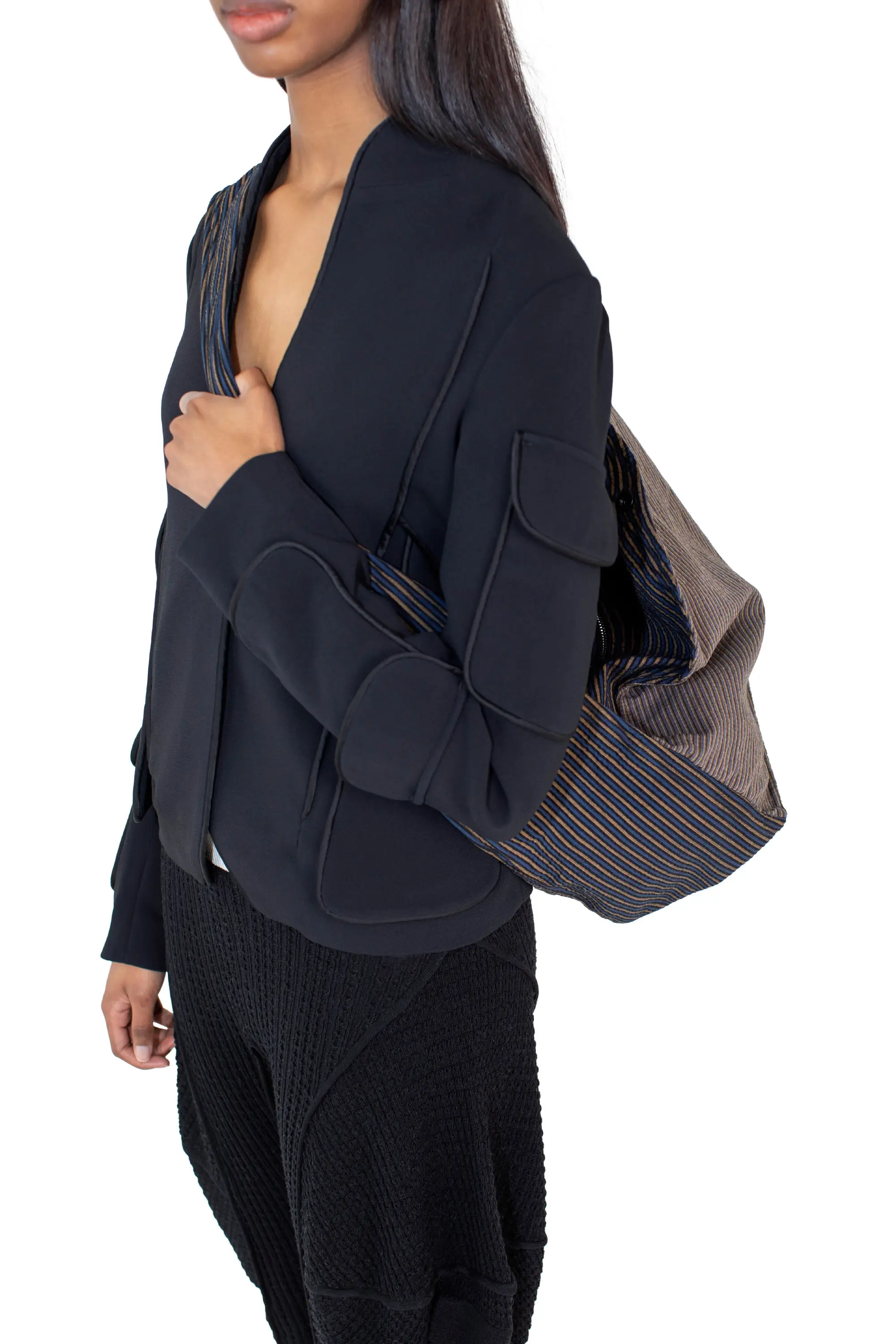 KIKO KOSTADINOV VIAGGIO CROSSBODY BAG - PINK NAVY SRIPE/COFFE STRIPE